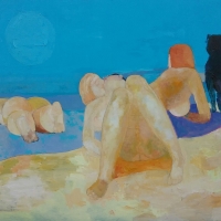 Niebieskie słońce, 120/100 cm, olej