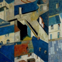 Dachy Paryża. Tryptyk , olej. 90x40 cm x3