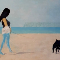 Plaża, 100 x 130 cm, olej na płótnie.