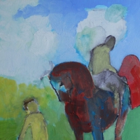 Tułacz, 30 x 20 cm, olej