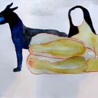 Niebieski pies, 50 x 70 cm, papier