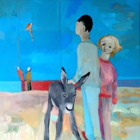 Uwolnić osiołka, 130/100 cm , olej