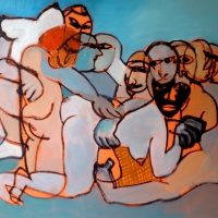 Nudyści, 100 x 130 cm, olej na płótnie.