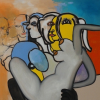 Nudyści 2, 130 x 100 cm, olej na płótnie.